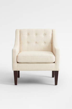 Mid-Century Modern Cream Tufted Accent Chair