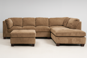 Contemporary Brown Sectional w/Ottoman