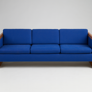 Blue Sofa w/ Wooden Supports