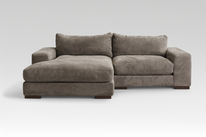Brown Fuzzy Chaise Sectional