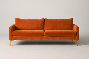 SofaCompany Burnt Orange Velvet MCM Sofa