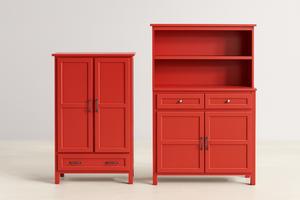 Red Kitchen Pantry Cabinet Set