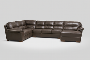 Large Brown Leather Sectional