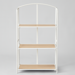 Modern White Metal 3-Tier Baker’s Rack with Wood Shelves