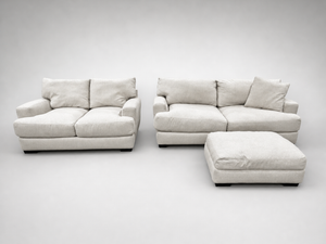Oversized Cream Sofa, Loveseat & Ottoman Set
