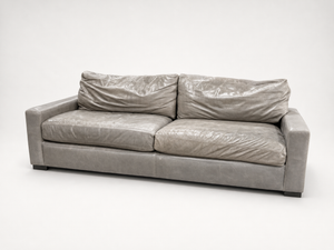 RH Maxwell 95” Gray Leather Sofa